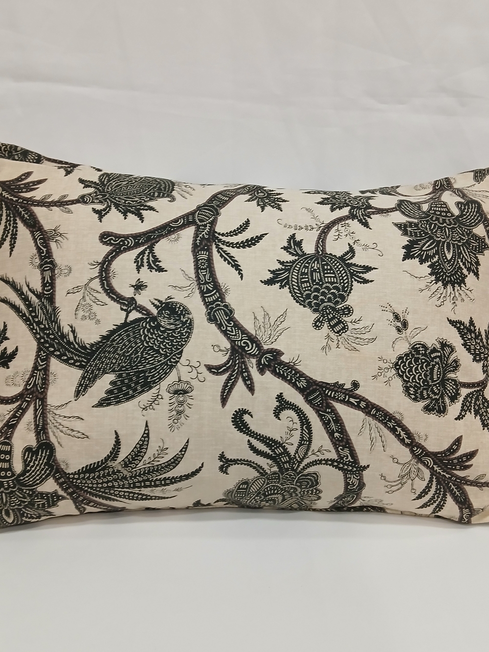 Rare Ralph Lauren Lumbar Throw Pillow Botanical Black Ivory Down Filled Insert